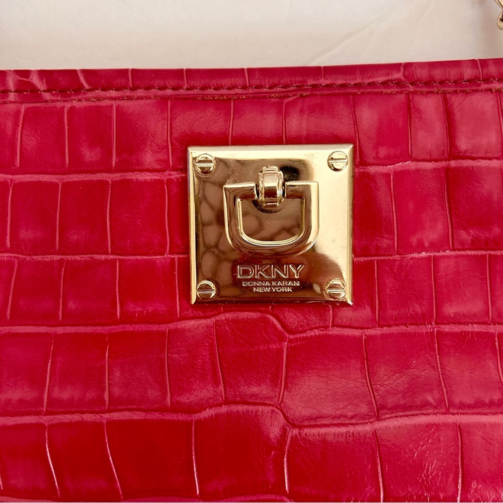 DKNY Soft Croco Leather Bright Pink convertible bag - Picture 5 of 12